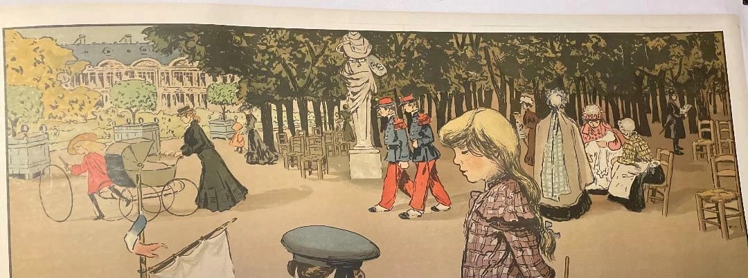 Original c.1900 Abel Truchet Vintage "Luxembourg Park Poster Linen Backed - 2