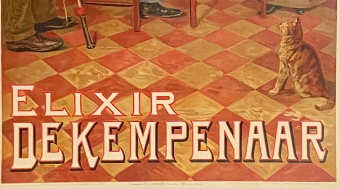 Original Vintage c.1890 "Elixir de Kempenaar" Poster Linen Backed - 3