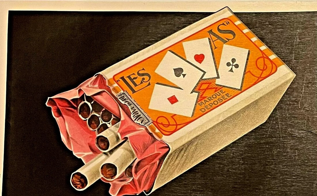 Original Vintage "La Bai" Vietnamese Cigarette Poster Linen Backed - 3