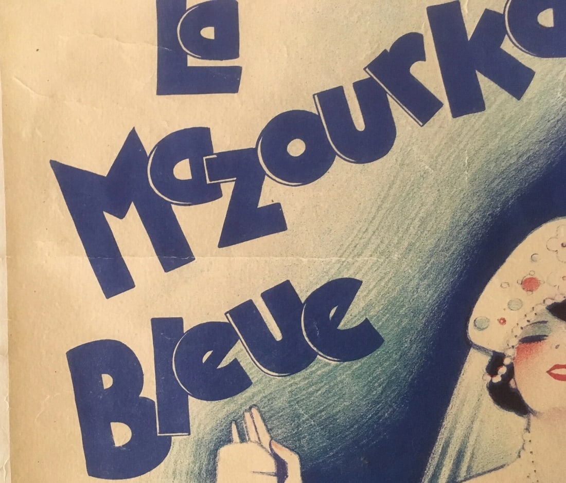 Original Vintage Dola Mazourka Blue Opera Poster Linen Backed - 3