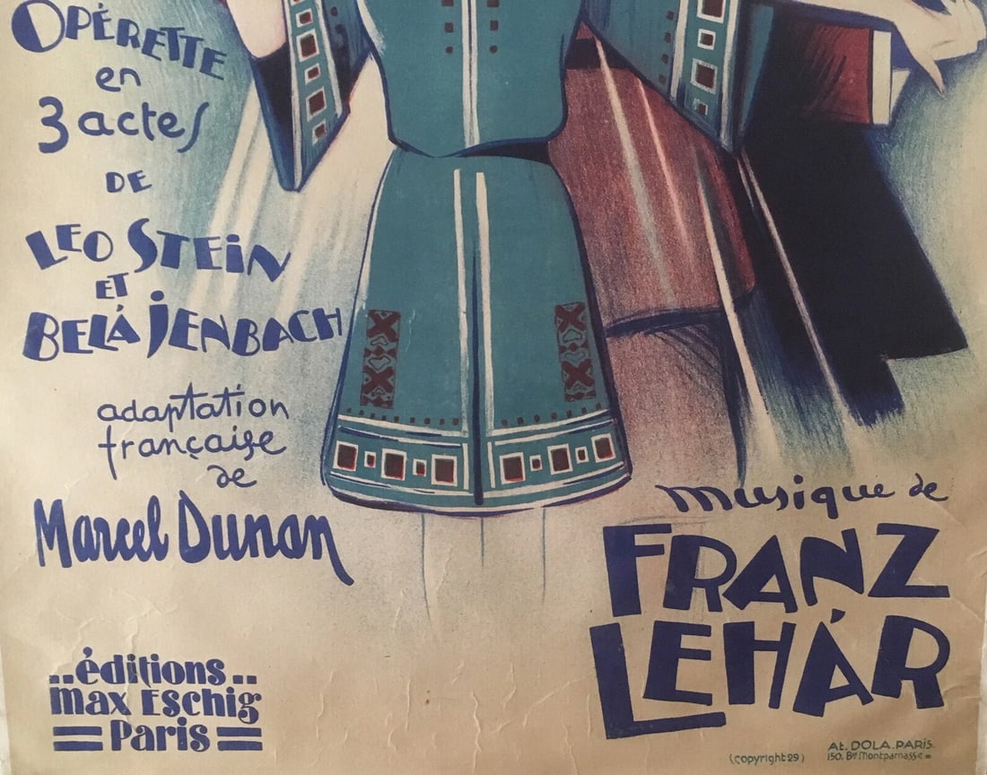 Original Vintage Dola Mazourka Blue Opera Poster Linen Backed - 4