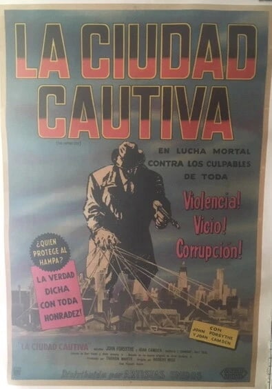 Original Vintage 1952 Captive City Spanish Poster Linen Backed - 2