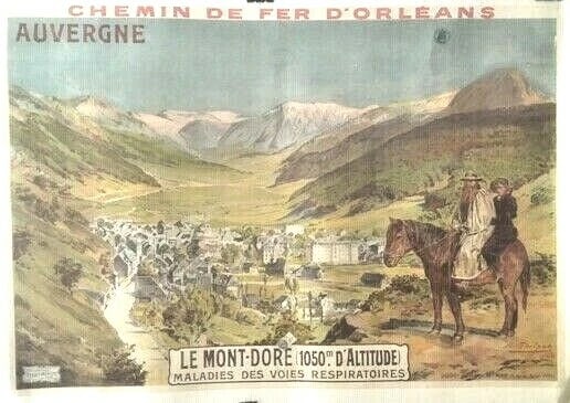 Original Vintage c.1910 Auvergne French Travel Poster Linen Backed (1 of 8)