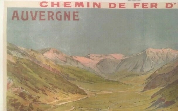Original Vintage c.1910 Auvergne French Travel Poster Linen Backed - 3