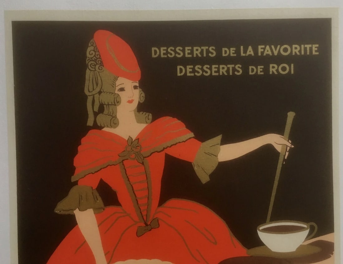 Original Vintage c.1930 La Favorite Dessert Poster Linen Backed - 3