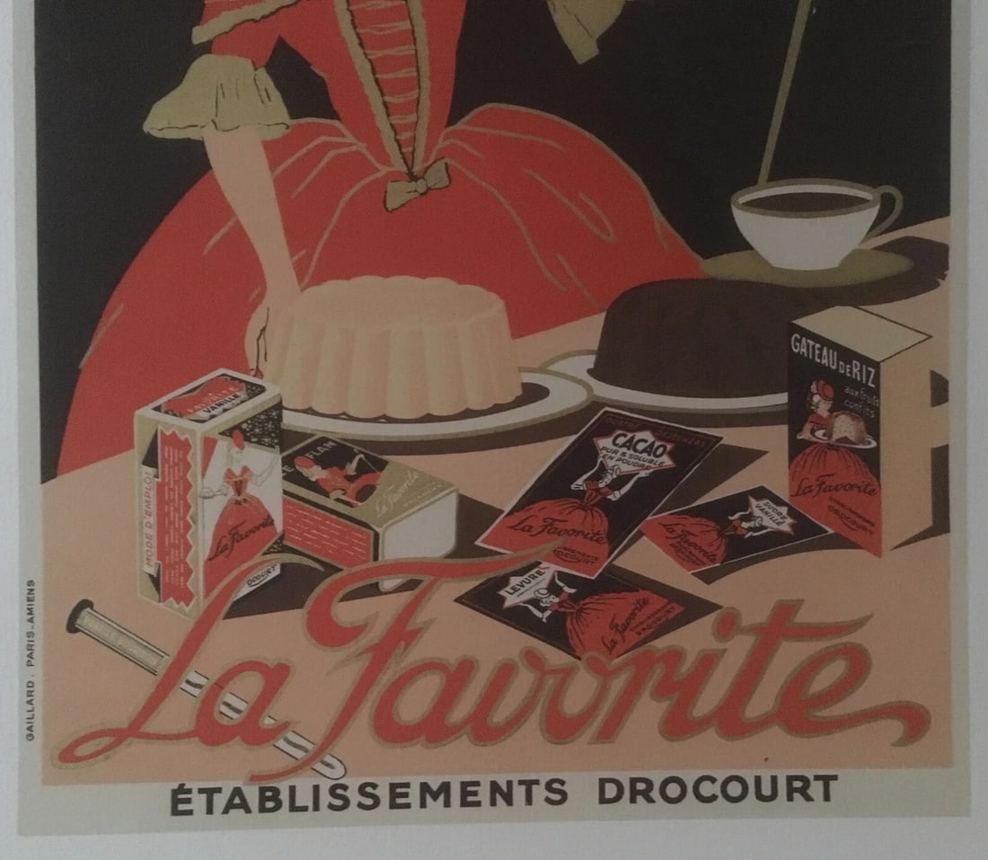Original Vintage c.1930 La Favorite Dessert Poster Linen Backed - 5