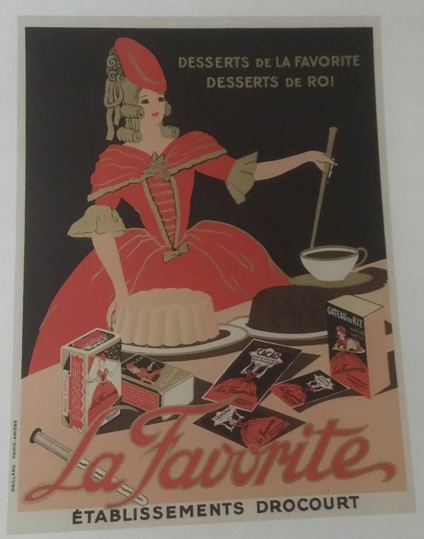 Original Vintage c.1930 La Favorite Dessert Poster Linen Backed - 6