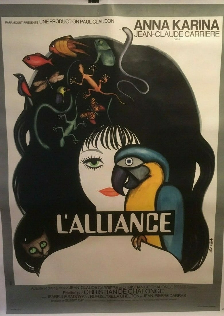 Original Vintage Anna Karina "L'Alliance" French Movie Poster Linen Backed: Title: Original Vintage Anna Karina "L'Alliance" French Movie Poster Linen Backed Description: Anna Karina stars in the French movie "L'Alliance" (The Wedding Ring), a mystery film directed by