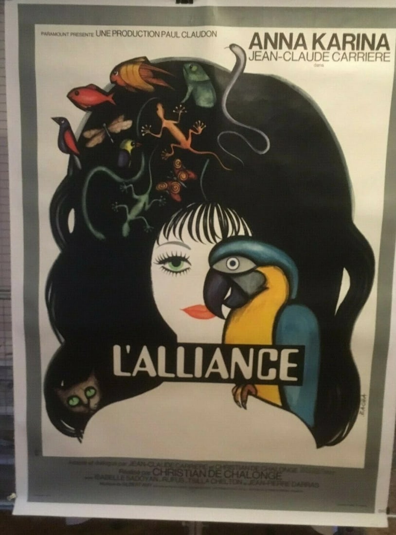 Original Vintage Anna Karina "L'Alliance" French Movie Poster Linen Backed - 2