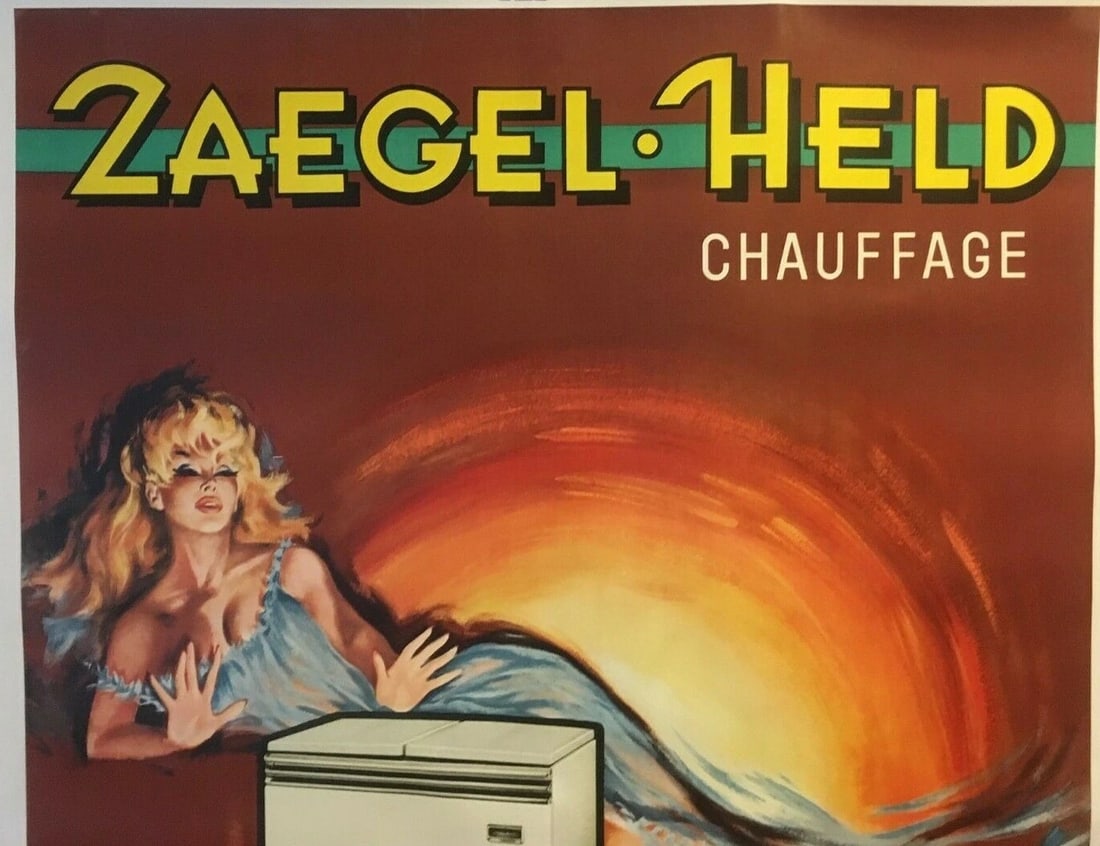 Original Vintage Zaegel Held Heater Poster Linen Backed - 2