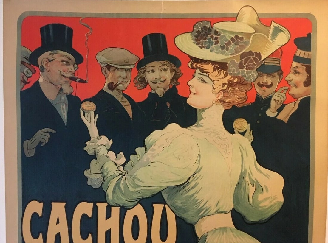 Original Vintage c.1900 Cachou Lajounie Tomagno Poster Linen Backed - 4