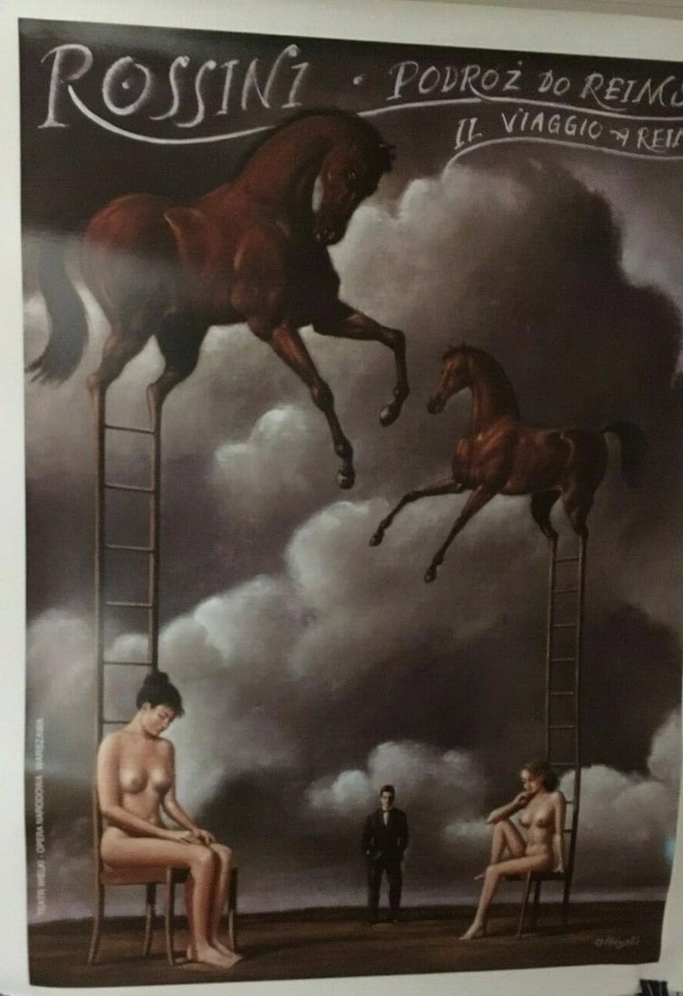 Original Vintage "Il Viaggio a Reims" Opera Polish Poster Linen Backed: Title: Original Vintage "Il Viaggio a Reims" Opera Polish Poster Linen Backed Description: Il Viaggio a Reims (The Journey to Reims) is a opera in three acts written by Gioachino Rossini, and was his