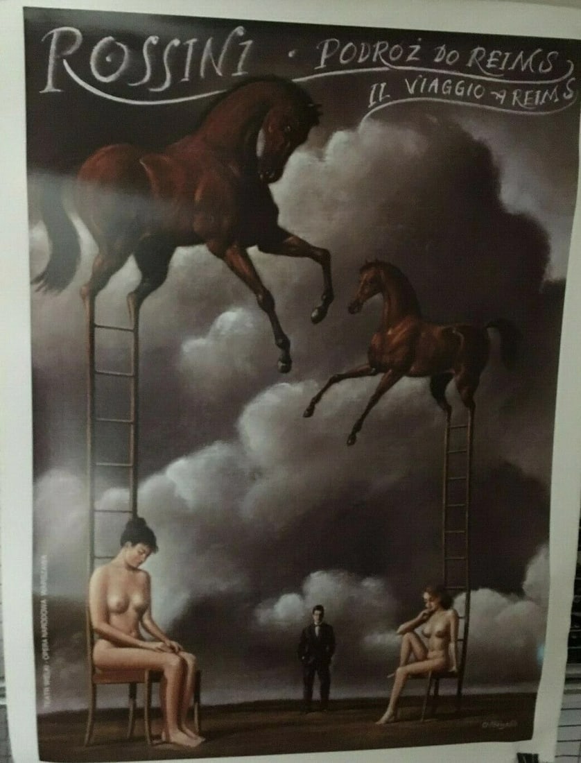 Original Vintage "Il Viaggio a Reims" Opera Polish Poster Linen Backed - 2