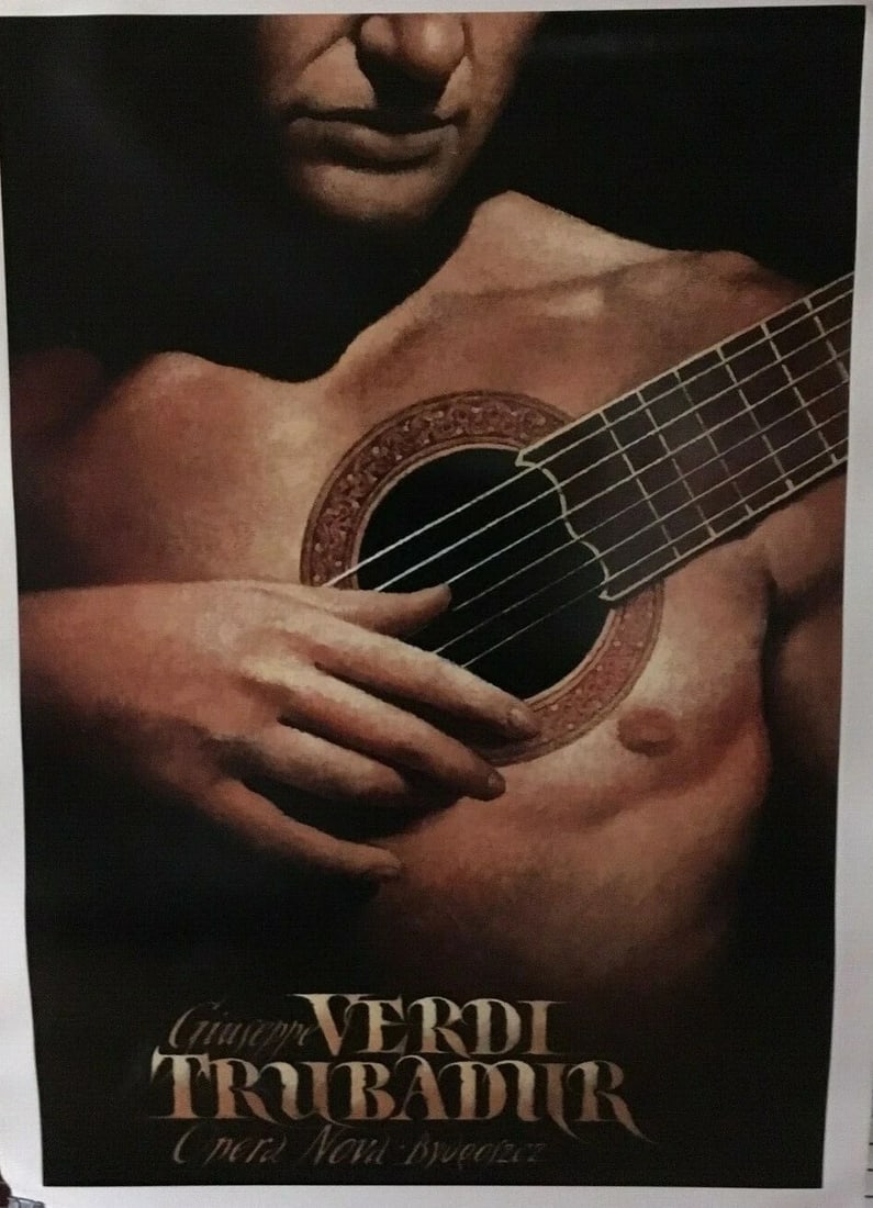 Original Vintage "The Troubador" Opera Polish Poster Linen Backed: Title: Original Vintage "The Troubador" Opera Polish Poster Linen Backed Description: Il Troubadour is an opera in four acts by Giuseppe Verdi based on the play El Trovador in 1836. This poster is