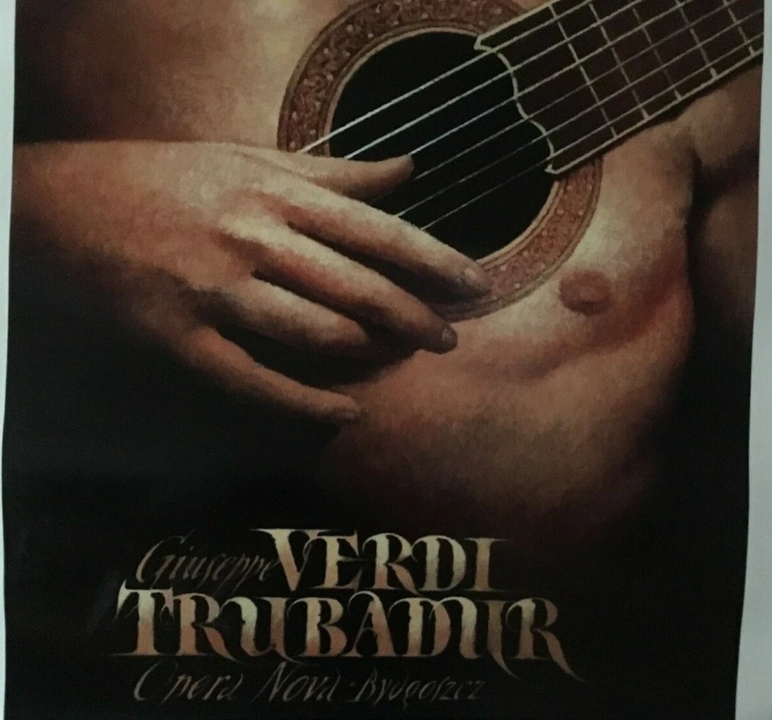 Original Vintage "The Troubador" Opera Polish Poster Linen Backed - 4