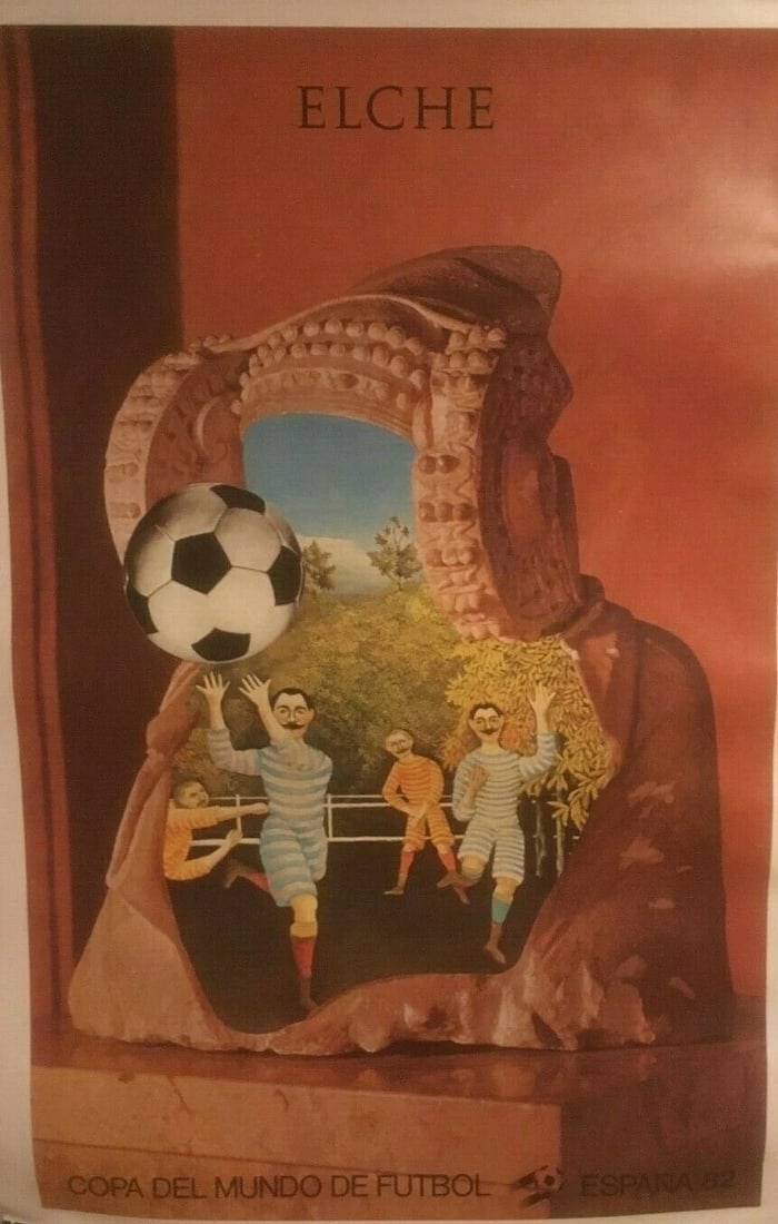 Original Vintage 1982 World Cup Soccer Poster Linen Backed - 2