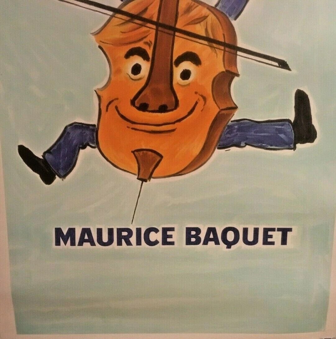 Original Vintage c.1970 Maurice Baquet Cellist Poster Linen Backed - 4
