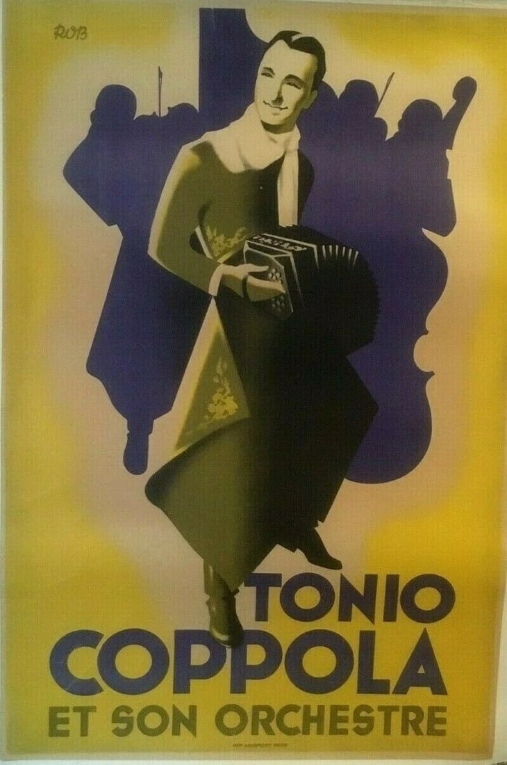 Original Vintage "Tonio Coppola" Entertainer Poster Linen Backed: Title: Original Vintage "Tonio Coppola" Entertainer Poster Linen Backed Description: Tonio Coppola was an orchestra leader and this poster advertises one of his performances in France. Holding his