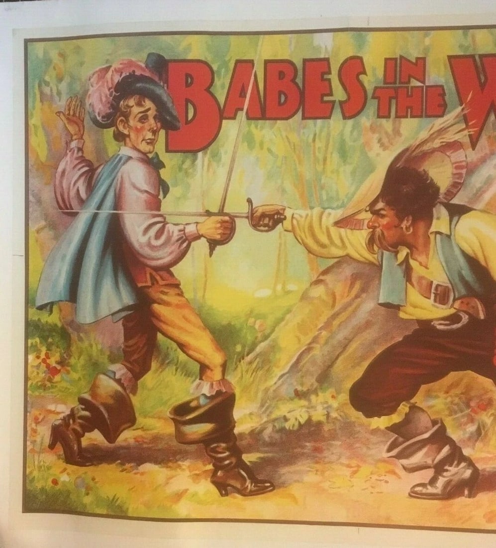 Original Vintage "Babes in the Wood" Children's Theater Poster Linen Backed - 3