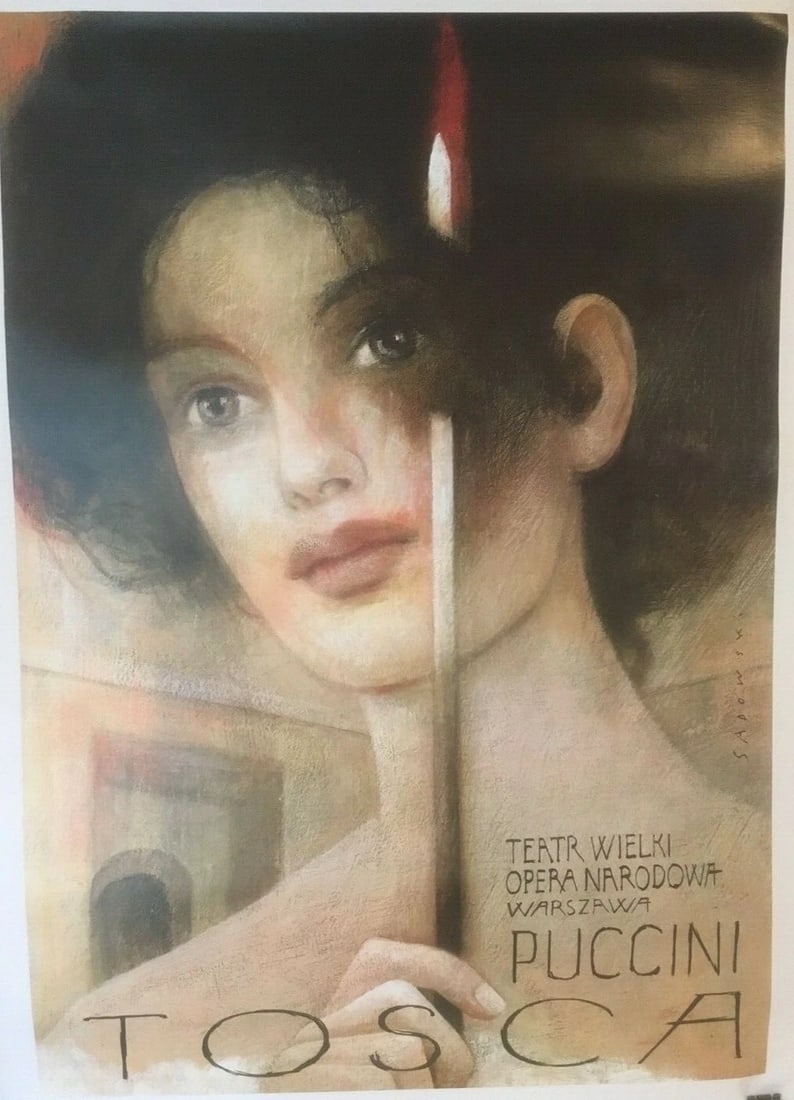 Original Vintage "Tosca" Opera Poster Linen Backed - 3