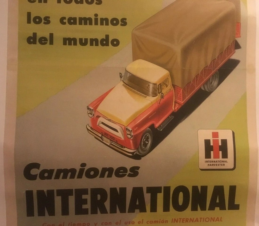 Original Vintage Argentine International Harvester Truck Poster Linen Backed - 5