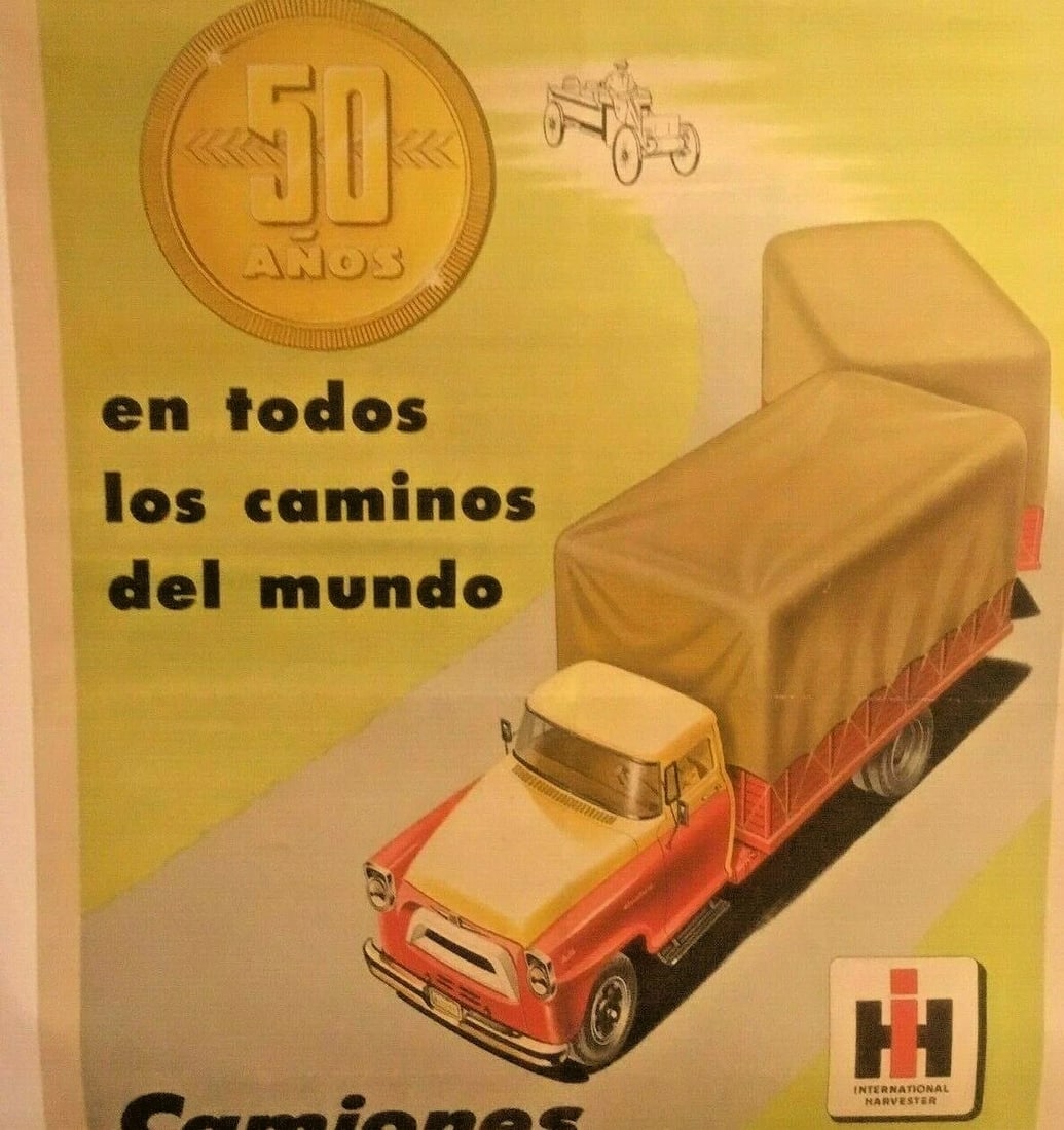 Original Vintage Argentine International Harvester Truck Poster Linen Backed - 6