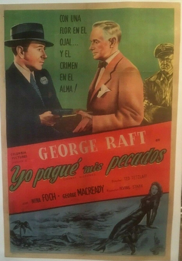 Original Vintage c.1940 "Johnny Allegro" Spanish Movie Poster Linen Backed (1 of 5)