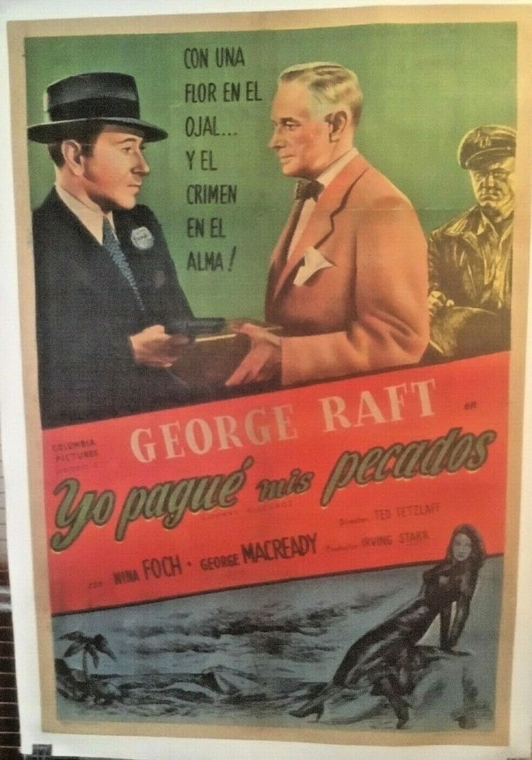 Original Vintage c.1940 "Johnny Allegro" Spanish Movie Poster Linen Backed - 2