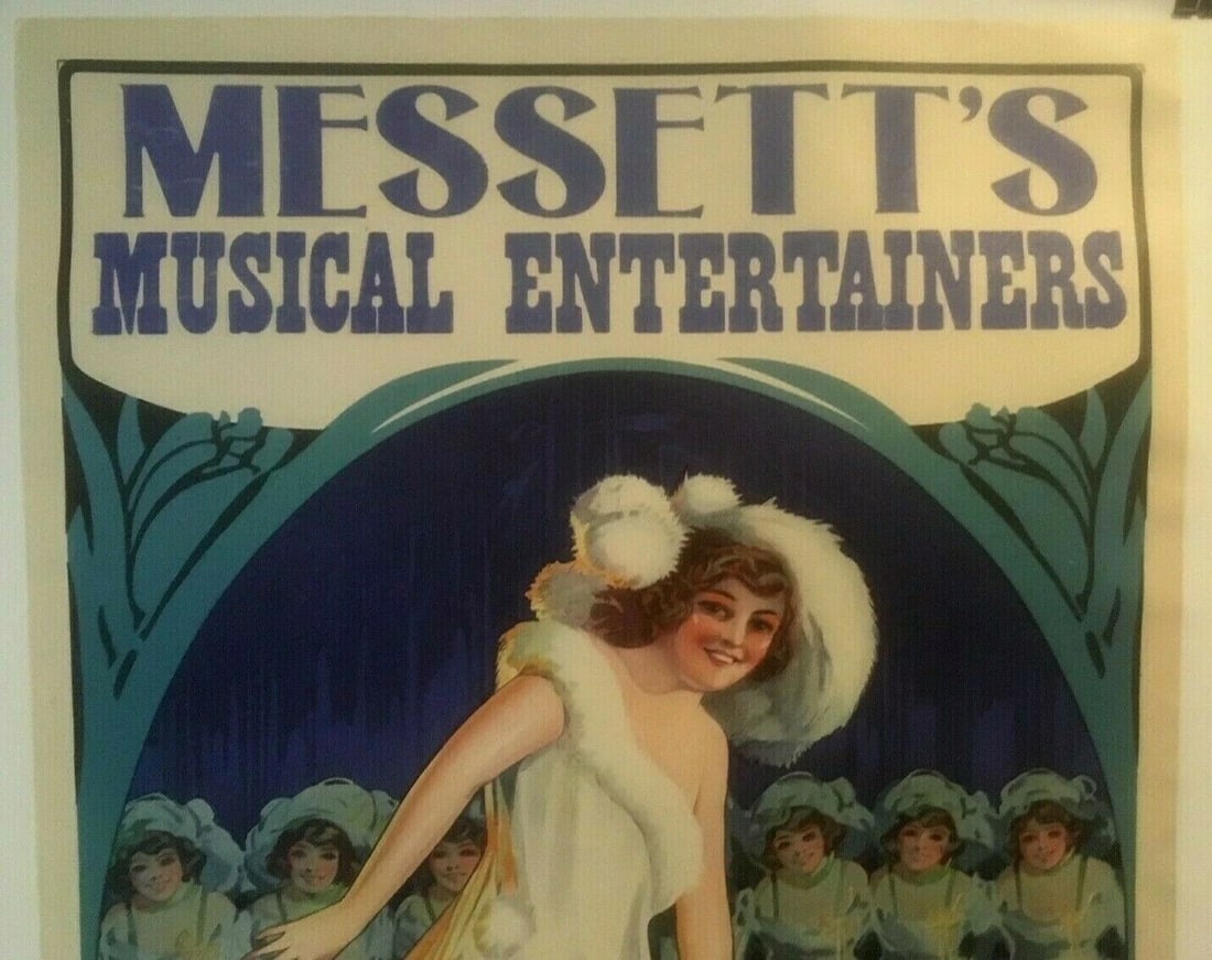 Original Vintage c.1910 "Messette's Musical Entertainers" Poster Linen Backed - 4
