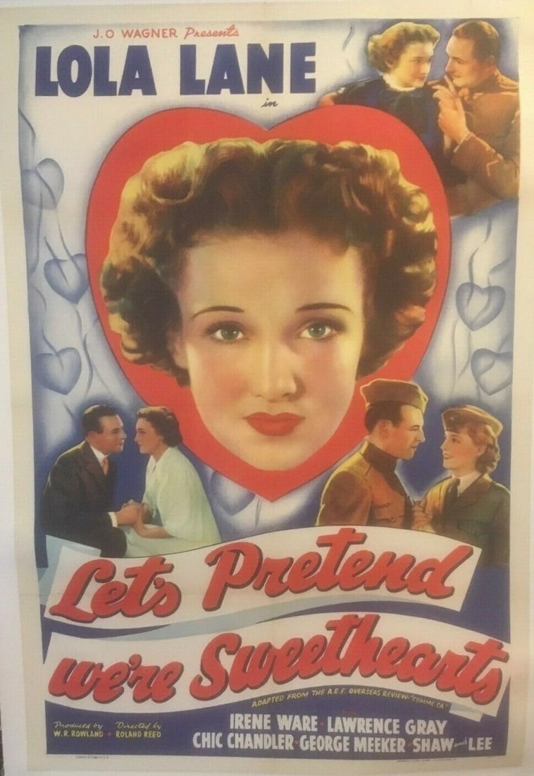 Original Vintage "Let's Pretend" We're Sweethearts" Movie Poster Linen Backed - 3