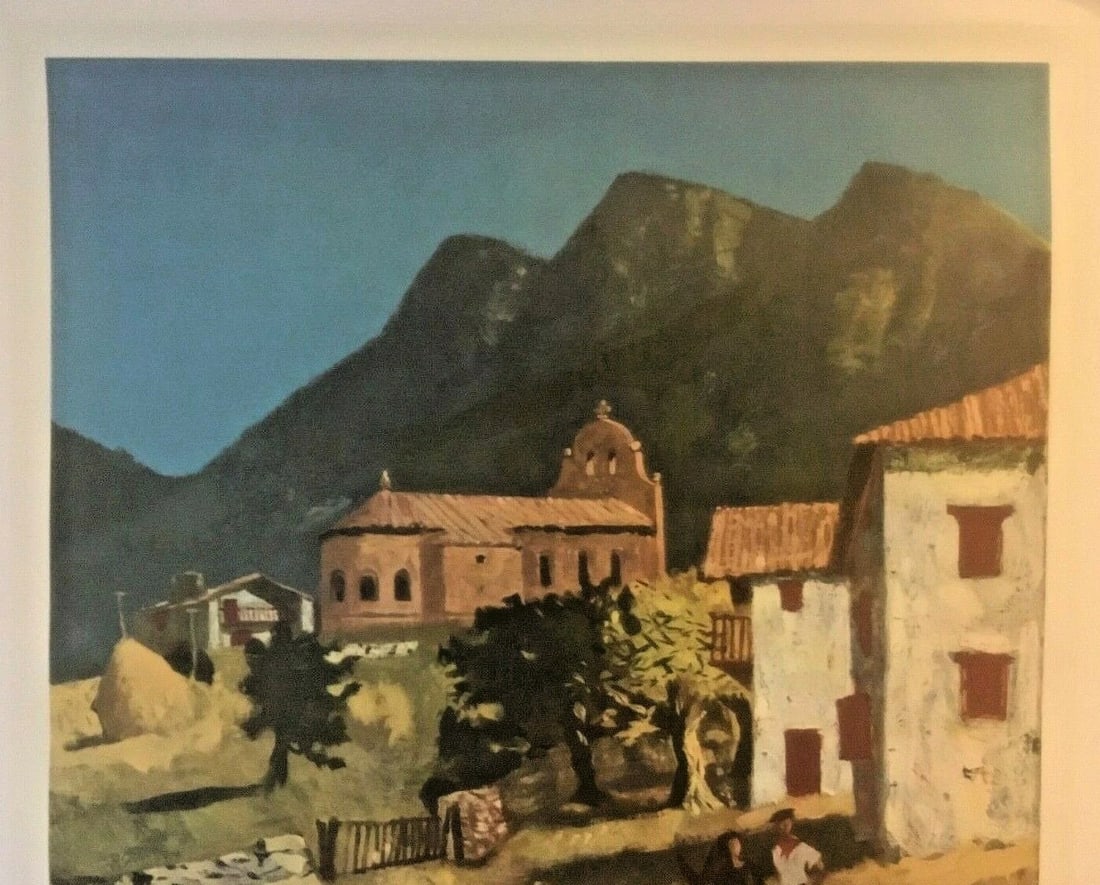 Original Vintage 1968 Basque Country French Railway Poster Linen Backed - 3