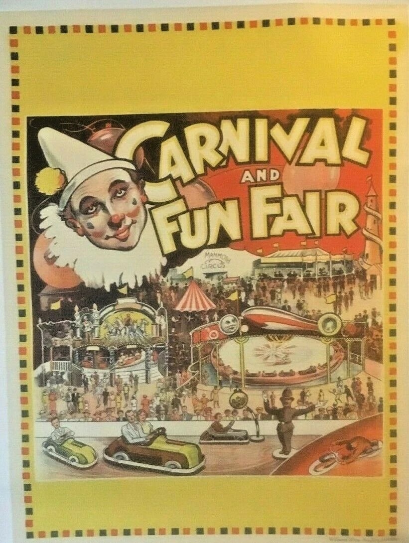 Original Vintage c.1930 Carnival and Fun Fair Poster Linen Backed - 3