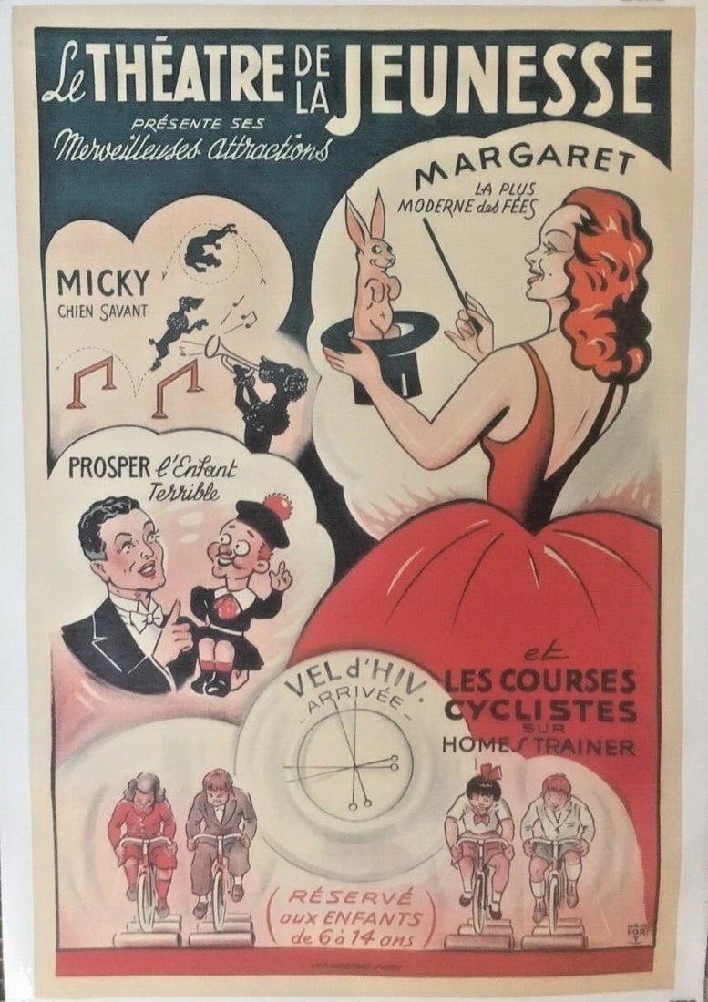 Original Vintage c.1920 French Children's Theatre Poster Linen Backed - 2