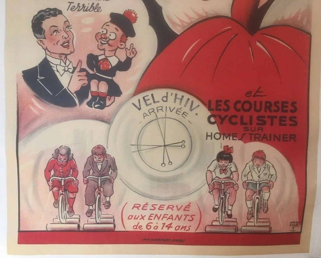 Original Vintage c.1920 French Children's Theatre Poster Linen Backed - 4