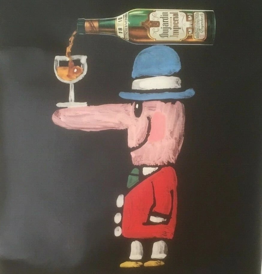 Original Vintage c.1950 Dujardin Wine Poster Linen Backed - 2