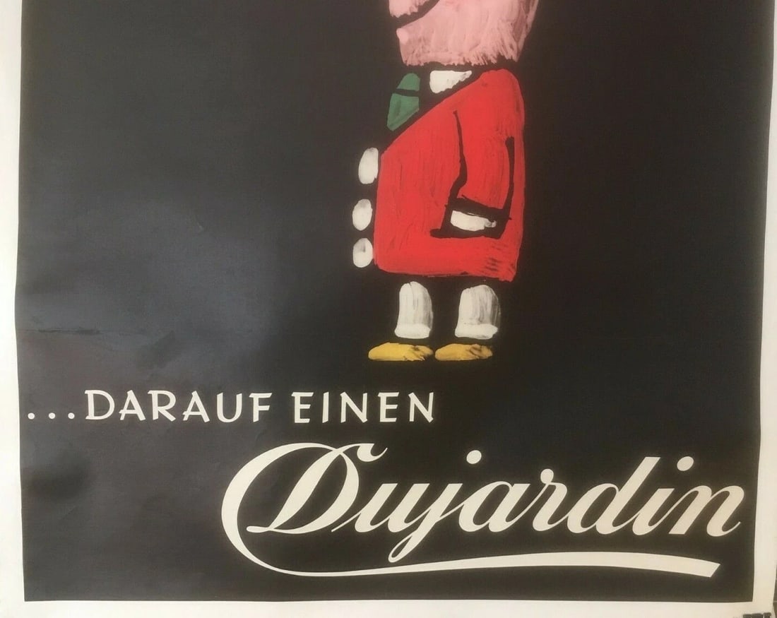 Original Vintage c.1950 Dujardin Wine Poster Linen Backed - 4