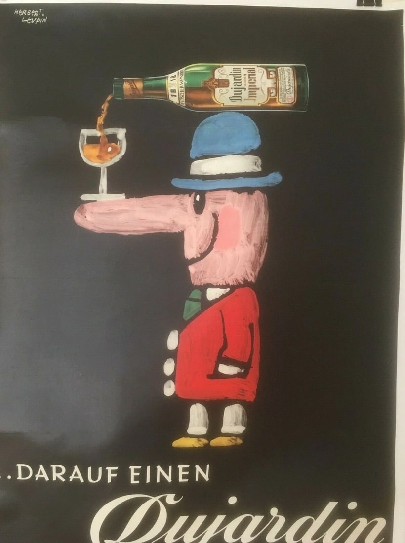 Original Vintage c.1950 Dujardin Wine Poster Linen Backed - 5