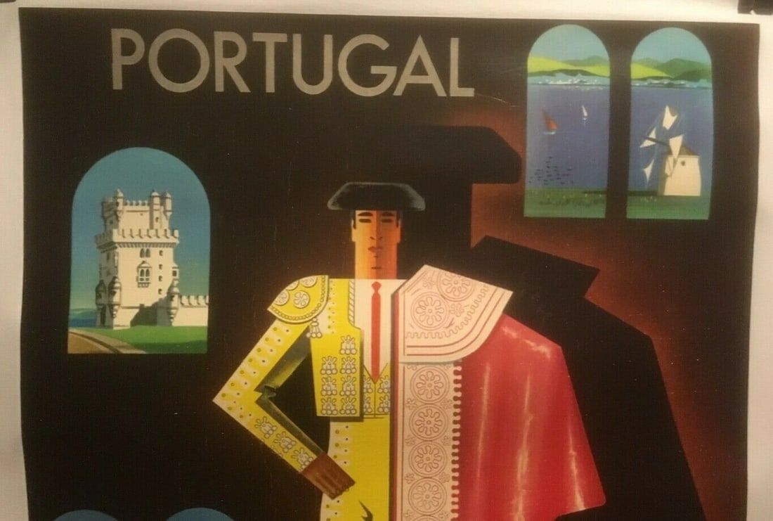 Original Vintage c.1960 Jean Carlu Pan American Airlines Poster Linen Backed - 3