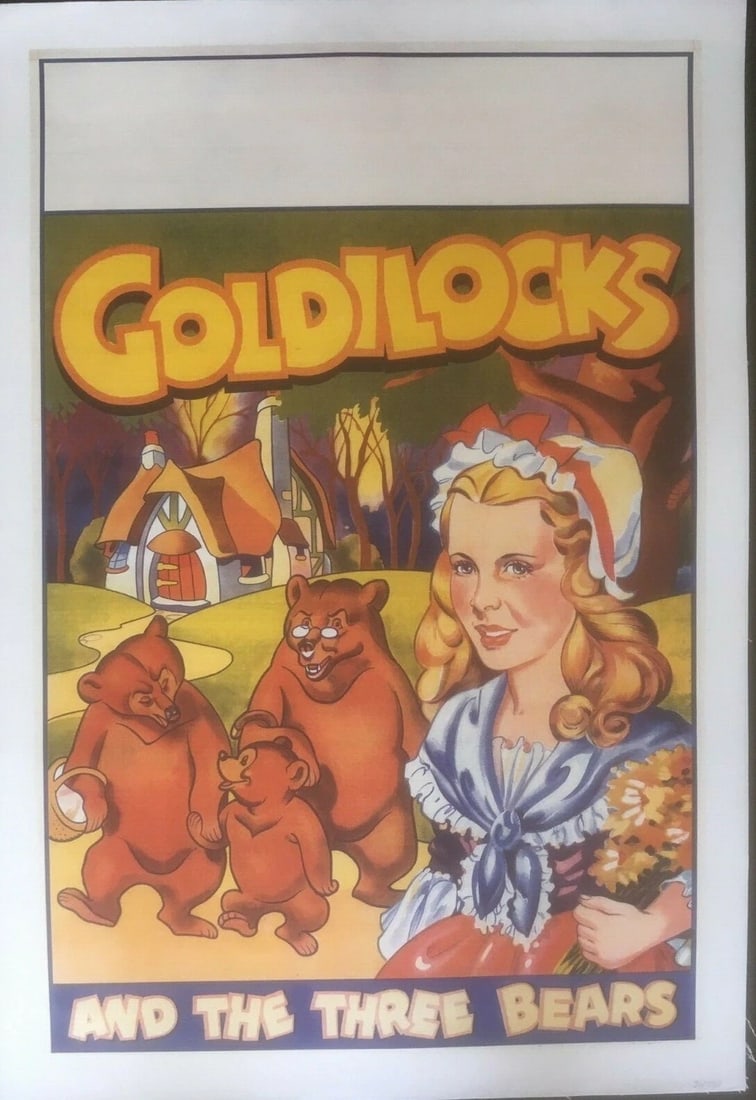 Original Vintage Goldilocks & The Three Bears Poster Linen Backed - 2
