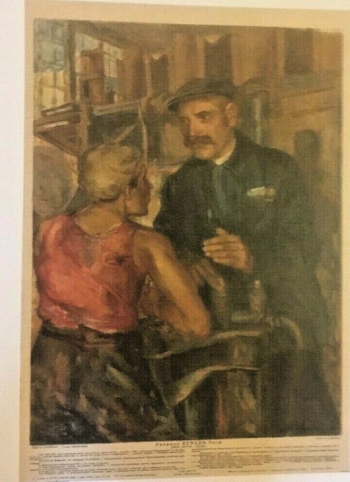 Original Vintage 1932 Russian "Peter Worker of the Month" Poster Linen Backed (1 of 5)