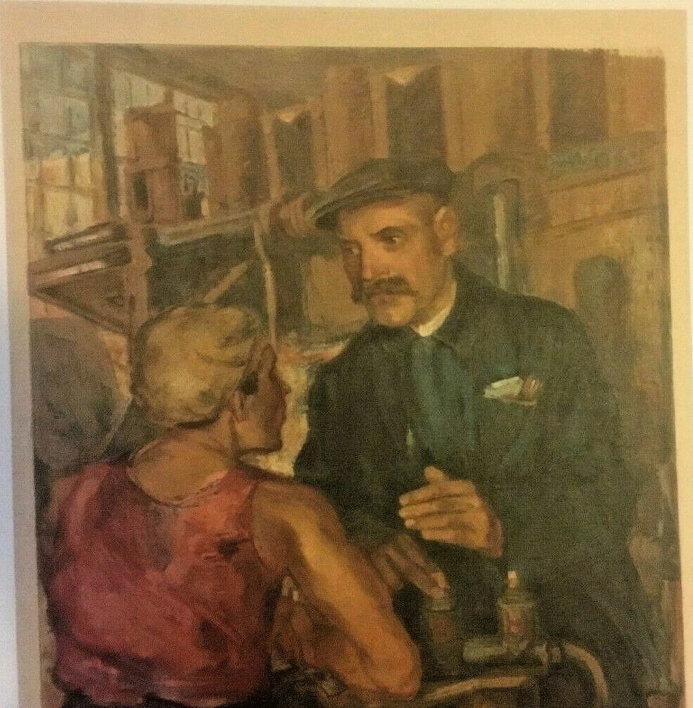 Original Vintage 1932 Russian "Peter Worker of the Month" Poster Linen Backed - 4