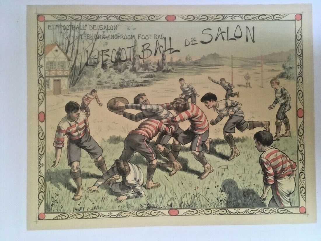 Original Vintage 1900 "Le Footbal de Salon" Poster Linen Backed - 2