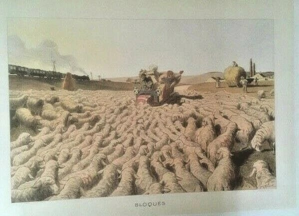 Original Vintage 1905 "Bloques" Art Poster Linen Backed: Title: Original Vintage 1905 "Bloques" Art Poster Linen Backed Description: George Meunier was one of the earlier poster artists from the late 1890's and early 1900's. In this art piece entitled