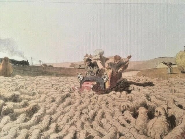 Original Vintage 1905 "Bloques" Art Poster Linen Backed - 5