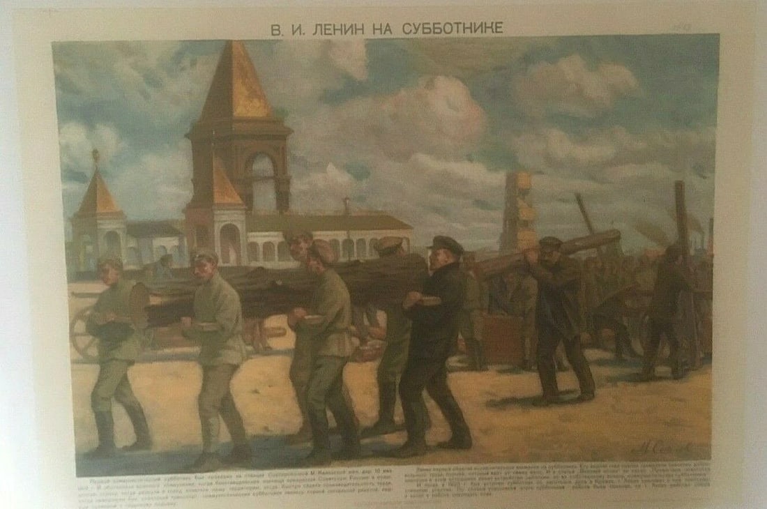 Original Vintage Russian Propaganda Poster Linen Backed - 2