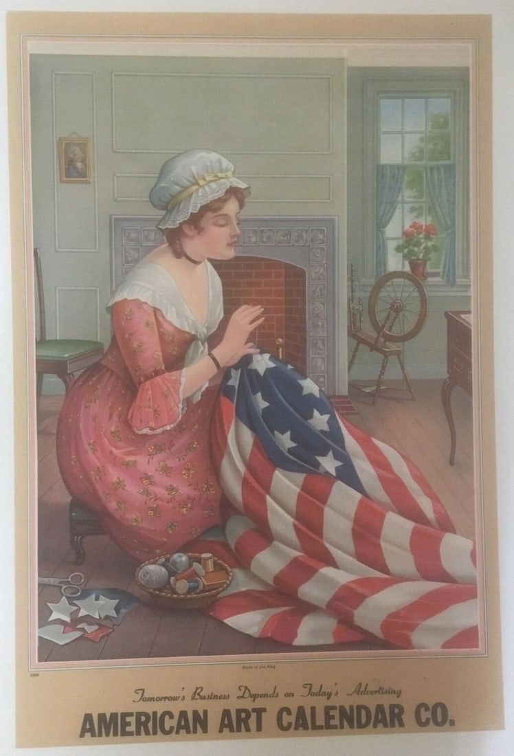 Original Vintage American Calendar Company Poster Linen Backed (1 of 3)