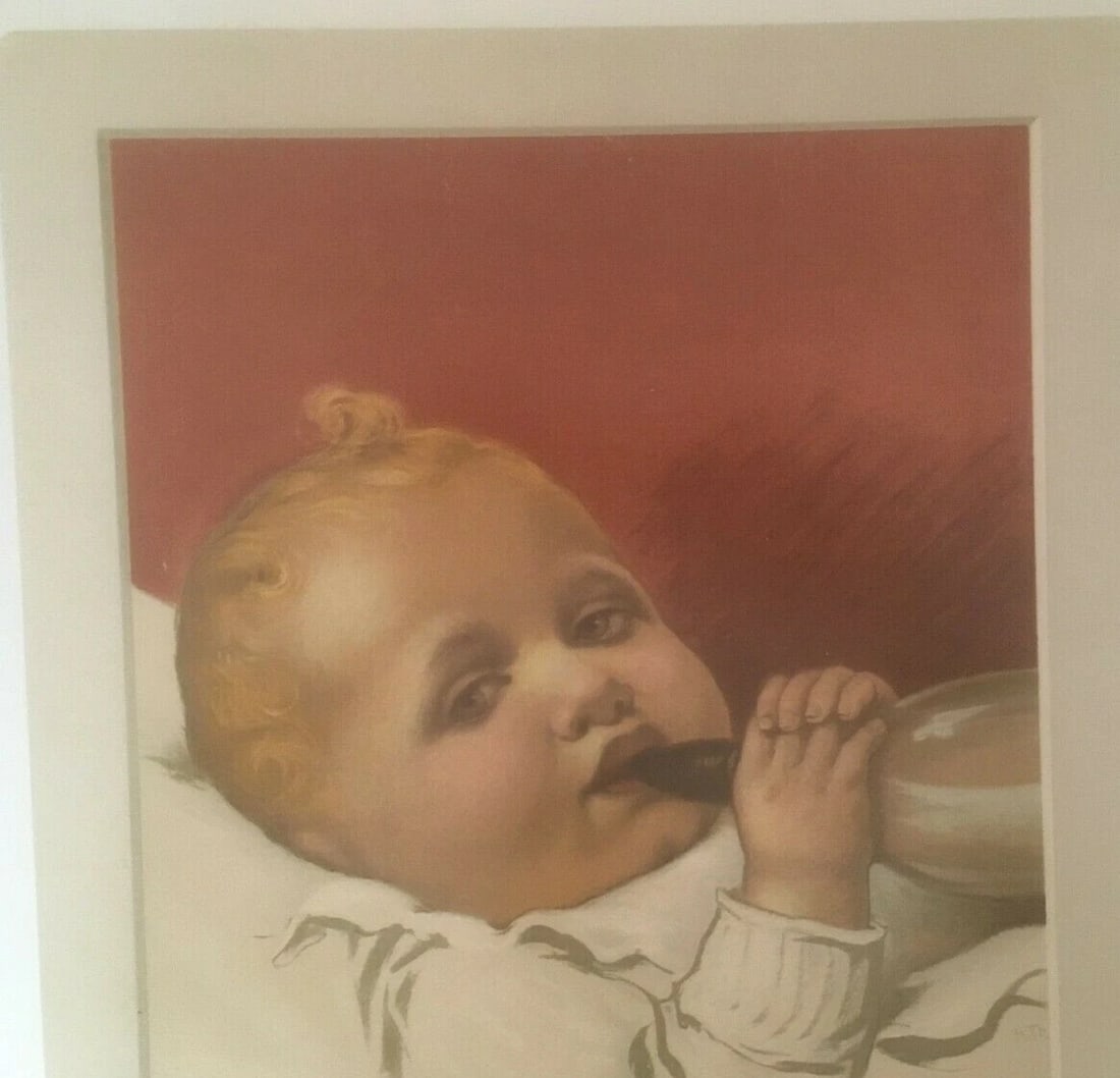Original Vintage c.1900 Fleur d'Avoine Knorr Infant Formula Poster Linen Backed - 2