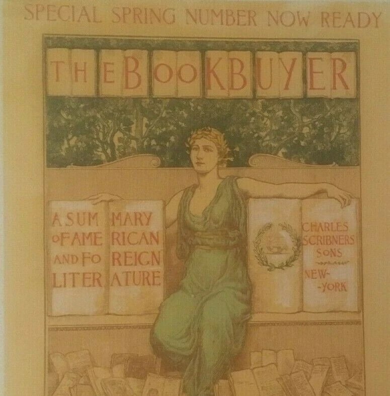 Original Vintage 1896 "The Bookbuyer" American Poster Linen Backed - 3