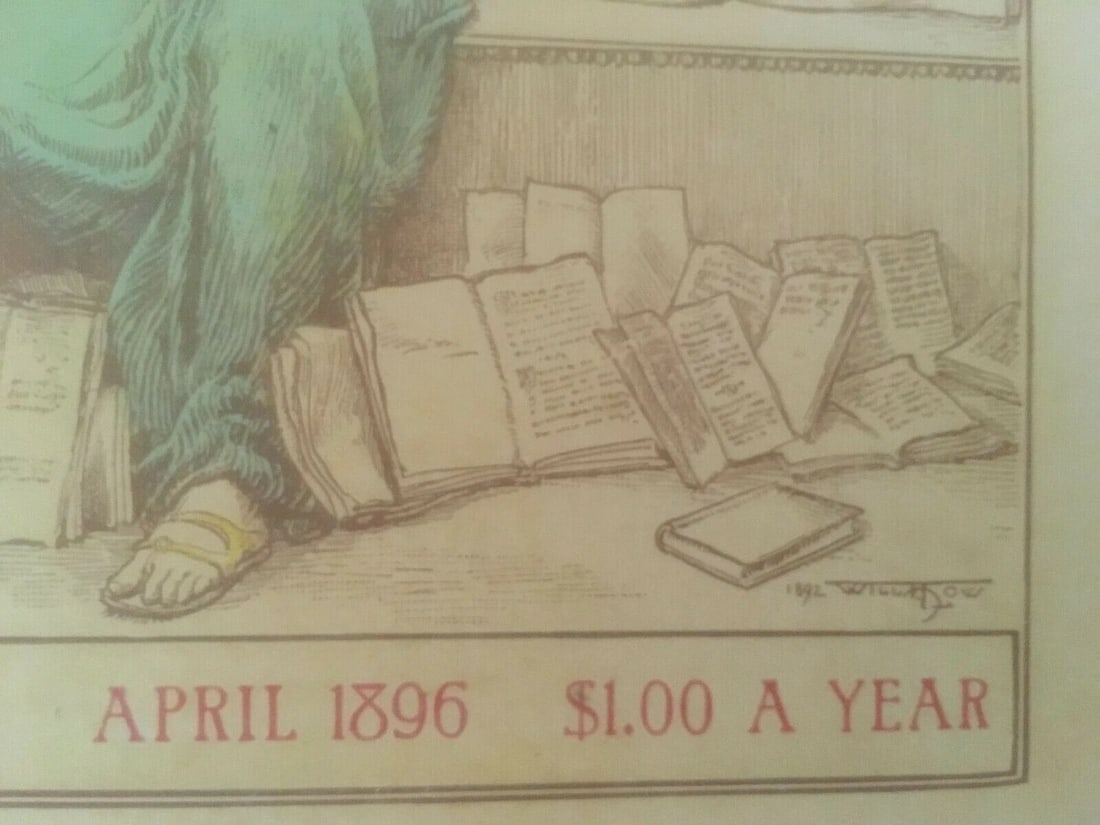 Original Vintage 1896 "The Bookbuyer" American Poster Linen Backed - 4