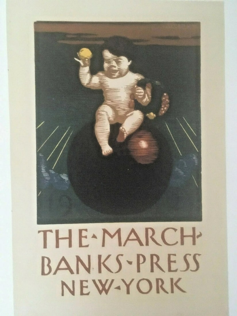 Original Vintage 1923 The Marchbank Press New York Poster Linen Backed (1 of 4)